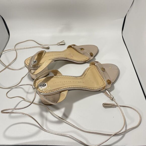Charlotte Olympia Metallic Leather Ankle Tie Sandals Women’s US Sz 6 - Picture 2 of 6